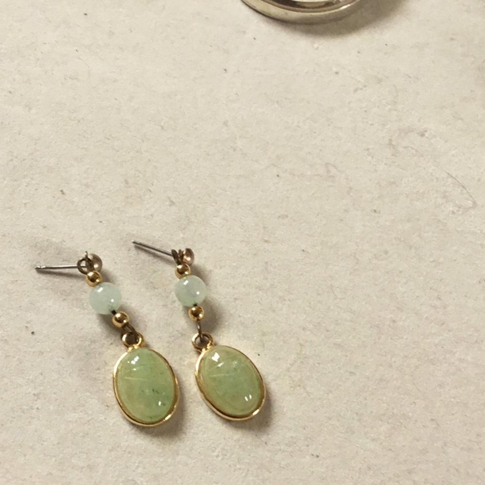 Jade earrings Gold vermeil